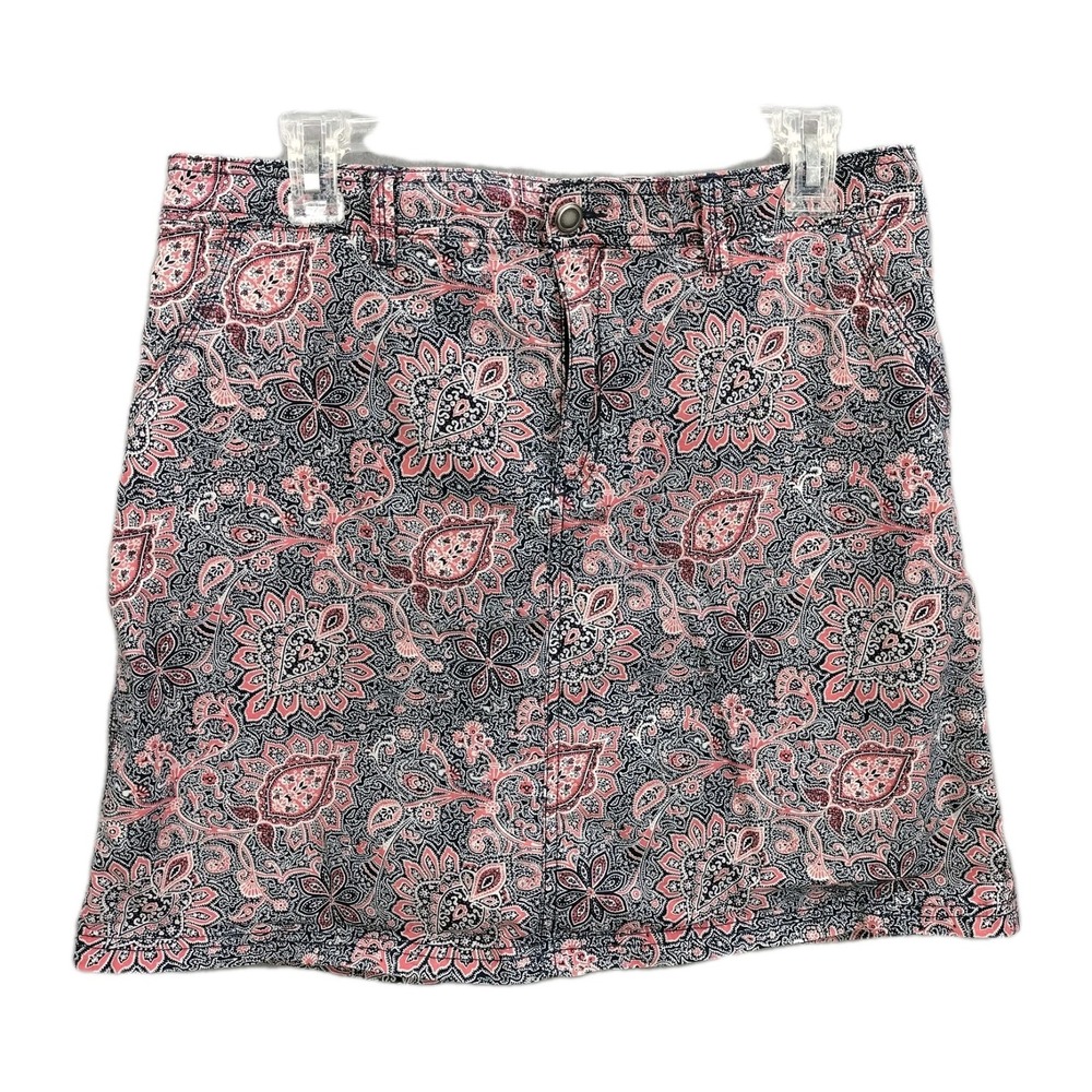 Croft & Barrow Classic Fit Skort Paisley Print Stretch Women 14 Skirt Pockets